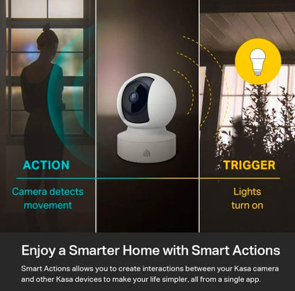Kasa - Cámara de seguridad inteligente para interiores Pan/Tilt, cámara HD de 1080p, de 2,4 GHz con visión nocturna, detección de movimiento para el monitor del bebé y las mascotas 