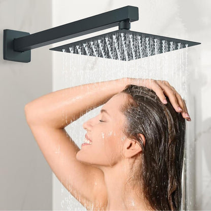 Grifo de ducha negro mate con cabezal de ducha de lluvia de 8 pulgadas y rociador de mano para baño, juego completo de grifo de ducha de lluvia montado en la pared 