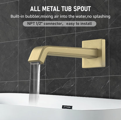 Iriber Sistema de ducha de níquel cepillado, montaje en pared con boquilla de bañera, juego de ducha moderno 