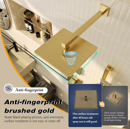 Gabrylly Sistema de ducha dorado, juego de grifo de ducha con cabezal de ducha de acero inoxidable de 10 pulgadas 