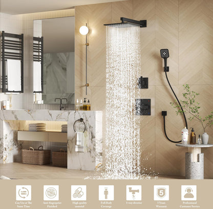 Gabrylly Sistema de ducha dorado, juego de grifo de ducha con cabezal de ducha de acero inoxidable de 10 pulgadas 