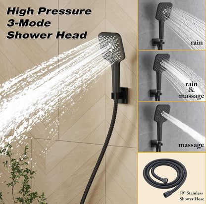 Gabrylly Sistema de ducha dorado, juego de grifo de ducha con cabezal de ducha de acero inoxidable de 10 pulgadas 