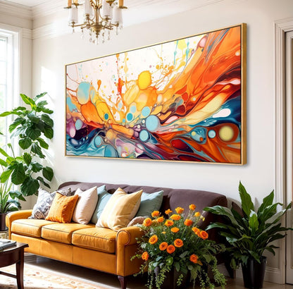 Arte de pared enmarcado, lienzo abstracto para sala de estar, oficina, dormitorio, comedor 