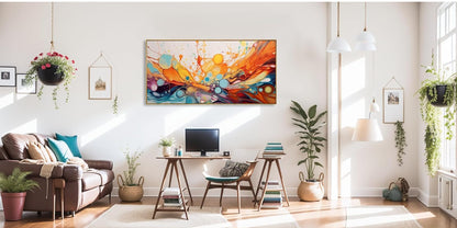 Arte de pared enmarcado, lienzo abstracto para sala de estar, oficina, dormitorio, comedor 