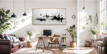 Arte de pared enmarcado, lienzo abstracto para sala de estar, oficina, dormitorio, comedor 