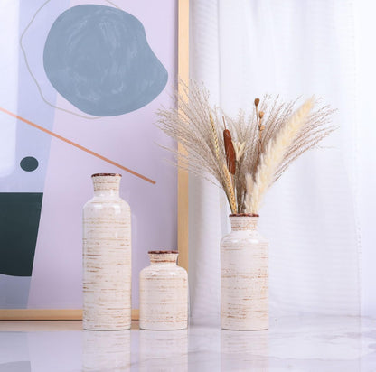Juego de jarrones de cerámica de colores variados para 3, decoración minimalista moderna. 