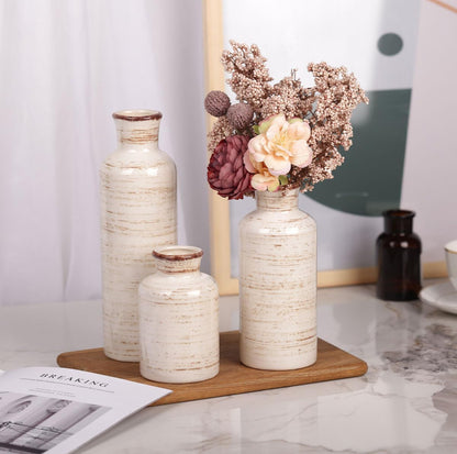 Juego de jarrones de cerámica de colores variados para 3, decoración minimalista moderna. 