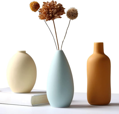 Abbittar Juego de 3 jarrones de cerámica, estilo minimalista para decoración rústica del hogar