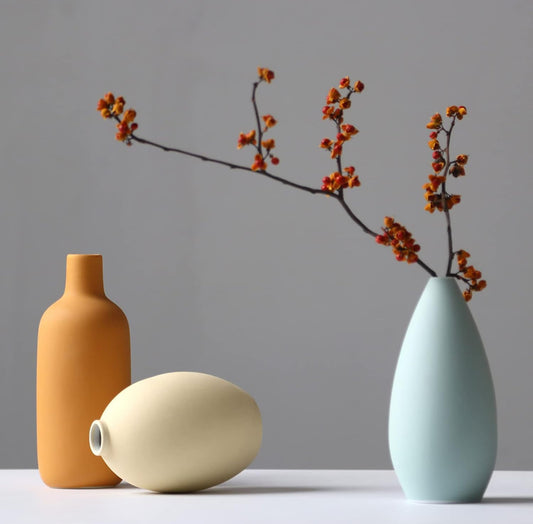 Abbittar Juego de 3 jarrones de cerámica, estilo minimalista para decoración rústica del hogar 