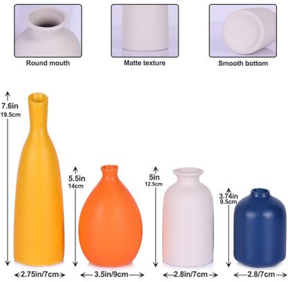 Juego de 4 tarros pequeños de cerámica coloridos para decoración del hogar. 