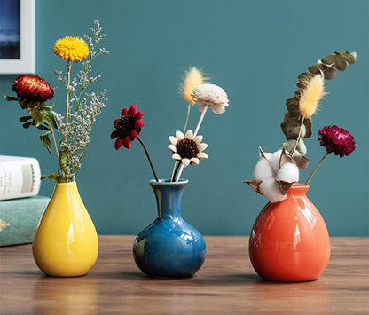 Floreros de cerámica coloridos para decoración de estanterías de escritorio del hogar