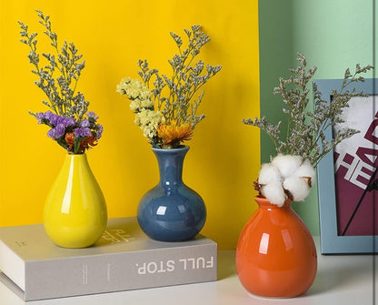 Floreros de cerámica coloridos para decoración de estanterías de escritorio del hogar