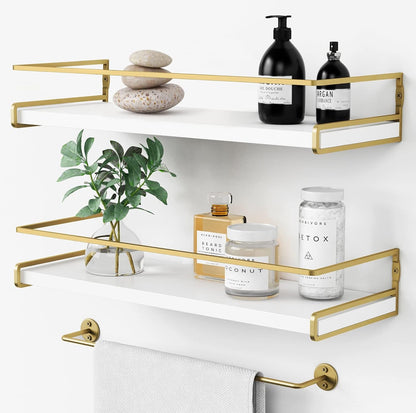 Forbena Estantes flotantes para libros de guardería, estantes de pared de madera natural para dormitorio de niñas y niños 