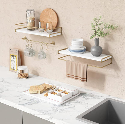 Forbena Estantes flotantes para libros de guardería, estantes de pared de madera natural para dormitorio de niñas y niños 