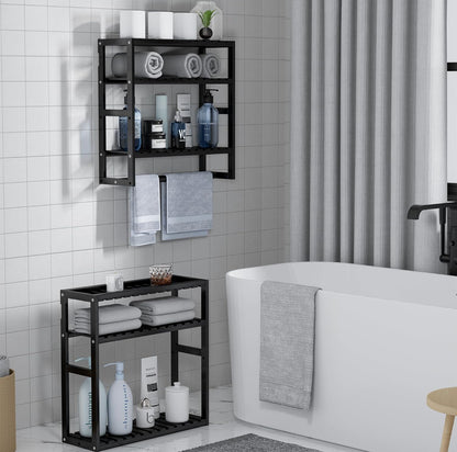 PPN Toallero de baño, estantes de almacenamiento sobre el inodoro con toallero, 100% bambú 