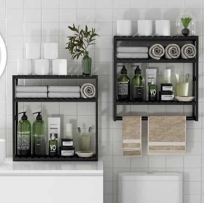 PPN Toallero de baño, estantes de almacenamiento sobre el inodoro con toallero, 100% bambú 
