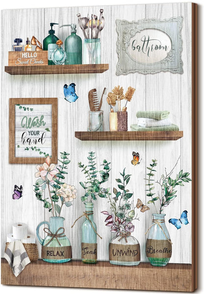 Xuhal Decoración de pared de baño rústica para baño, arte de pared de madera para relajarse, remojar y respirar, letrero de madera 