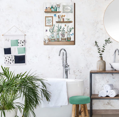 Xuhal Decoración de pared de baño rústica para baño, arte de pared de madera para relajarse, remojar y respirar, letrero de madera 
