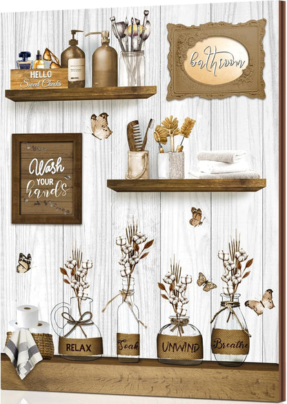 Xuhal Decoración de pared de baño rústica para baño, arte de pared de madera para relajarse, remojar y respirar, letrero de madera 