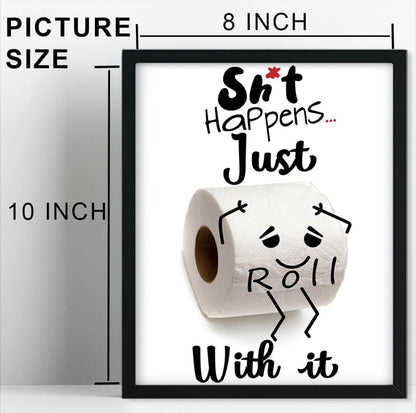Biufo Arte de pared, con citas inspiradoras, enmarcado, decoración en lienzo blanco y negro para baño (8 x 10 pulgadas) 