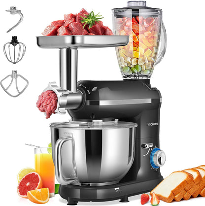 VIVOHOME Batidora multifuncional 3 en 1 con cuenco de acero inoxidable de 6 cuartos de galón 