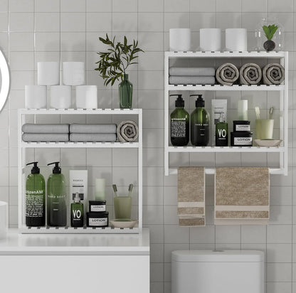 PPN Toallero de baño, estantes de almacenamiento sobre el inodoro con toallero, 100% bambú 