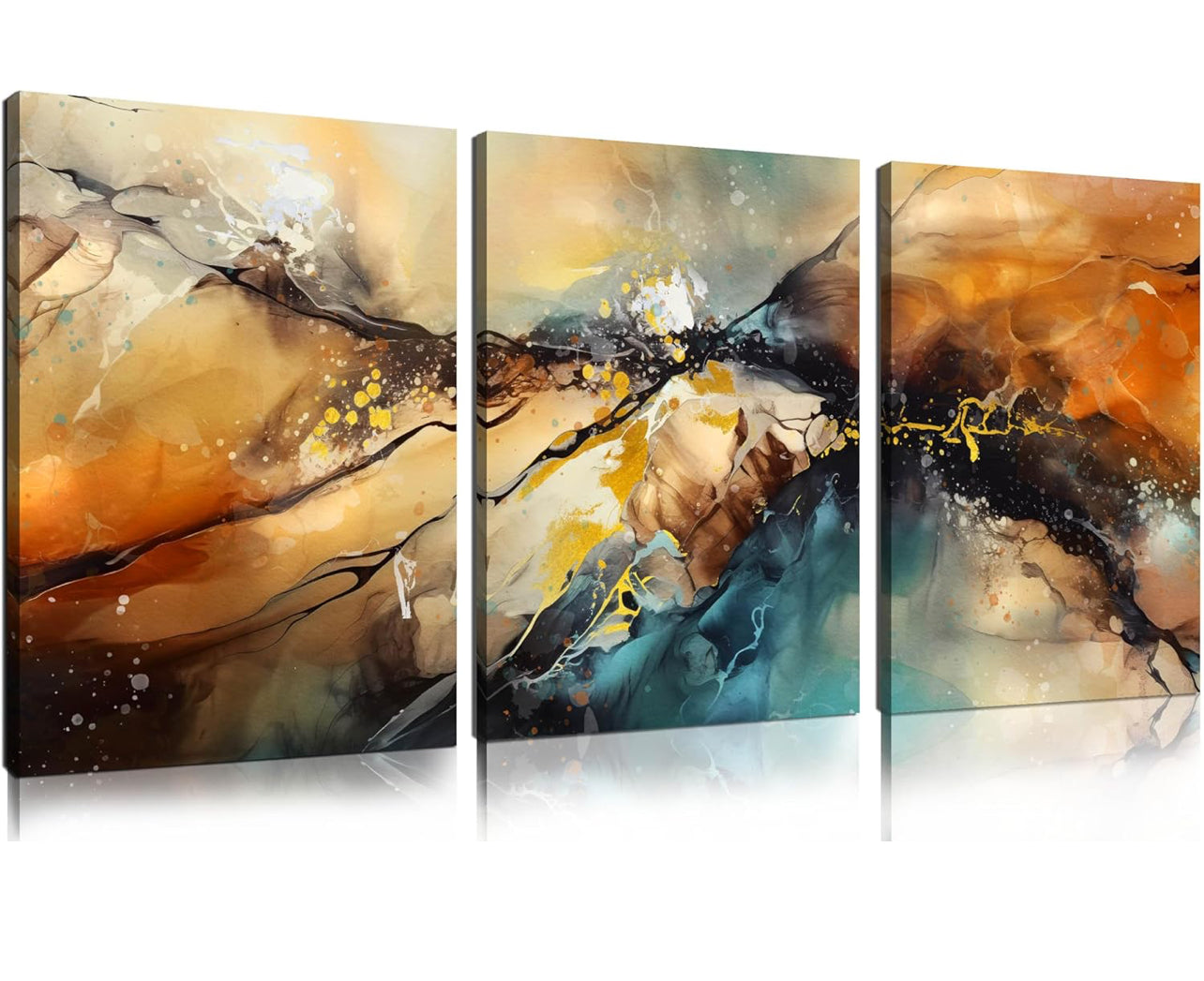 HUBOSKN Lienzo abstracto para pared de sala de estar, cuadros modernos para decoración de pared de oficina, arte de pared de 3 piezas para dormitorio, tamaño 12 x 16 pulgadas 