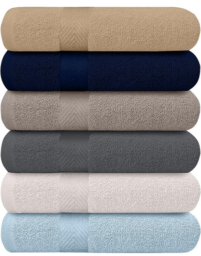 Paquete de 6 toallas de baño – Superabsorbentes – 100 % algodón – 27 x 54 pulgadas (paquete de 6 toallas de baño multicolor) 