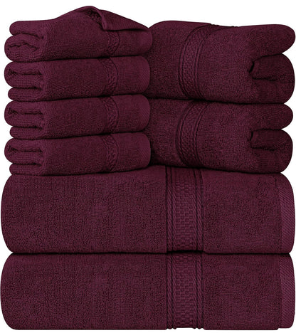 Utopia Towels - Juego de toallas de 8 piezas, 2 toallas de baño, 2 toallas de mano y 4 toallas faciales, 100% algodón hilado en anillo, 600 GSM 