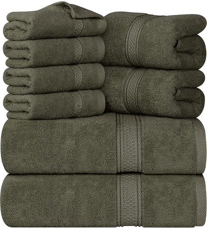 Utopia Towels - Juego de toallas de 8 piezas, 2 toallas de baño, 2 toallas de mano y 4 toallas faciales, 100% algodón hilado en anillo, 600 GSM 