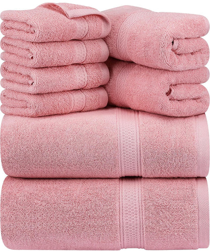 Utopia Towels - Juego de toallas de 8 piezas, 2 toallas de baño, 2 toallas de mano y 4 toallas faciales, 100% algodón hilado en anillo, 600 GSM 