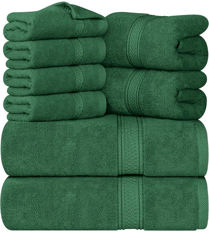 Utopia Towels - Juego de toallas de 8 piezas, 2 toallas de baño, 2 toallas de mano y 4 toallas faciales, 100% algodón hilado en anillo, 600 GSM 