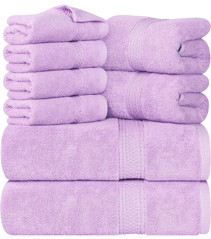 Utopia Towels - Juego de toallas de 8 piezas, 2 toallas de baño, 2 toallas de mano y 4 toallas faciales, 100% algodón hilado en anillo, 600 GSM 