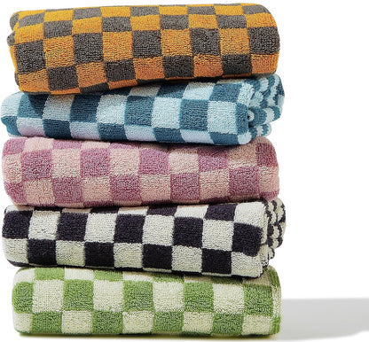 Juego de toallas de mano de algodón suaves y absorbentes con diseño a cuadros 13x29 pulgadas 