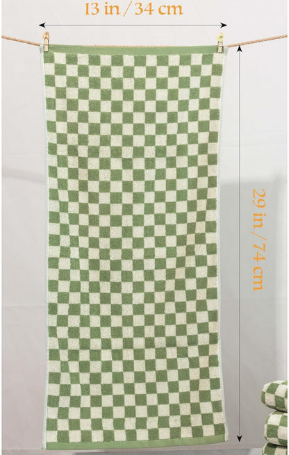 Juego de toallas de mano de algodón suaves y absorbentes con diseño a cuadros 13x29 pulgadas 