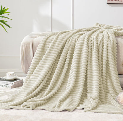 BEDELITE Manta de forro polar para sofá – Manta de jacquard acanalado 3D suave y cálida – acogedora, esponjosa, ligera manta rosa de felpa para cama, sofá, 50 x 60 pulgadas