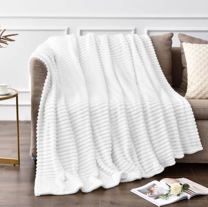 BEDELITE Manta de forro polar para sofá – Manta de jacquard acanalado 3D suave y cálida – acogedora, esponjosa, ligera manta rosa de felpa para cama, sofá, 50 x 60 pulgadas