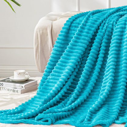 BEDELITE Manta de forro polar para sofá – Manta de jacquard acanalado 3D suave y cálida – acogedora, esponjosa, ligera manta rosa de felpa para cama, sofá, 50 x 60 pulgadas