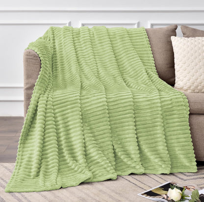 BEDELITE Manta de forro polar para sofá – Manta de jacquard acanalado 3D suave y cálida – acogedora, esponjosa, ligera manta rosa de felpa para cama, sofá, 50 x 60 pulgadas