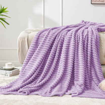 BEDELITE Manta de forro polar para sofá – Manta de jacquard acanalado 3D suave y cálida – acogedora, esponjosa, ligera manta rosa de felpa para cama, sofá, 50 x 60 pulgadas