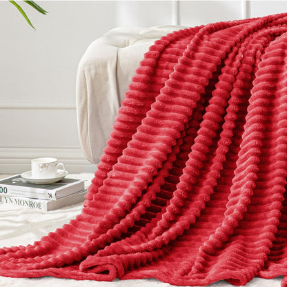 BEDELITE Manta de forro polar para sofá – Manta de jacquard acanalado 3D suave y cálida – acogedora, esponjosa, ligera manta rosa de felpa para cama, sofá, 50 x 60 pulgadas