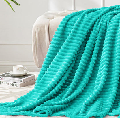 BEDELITE Manta de forro polar para sofá – Manta de jacquard acanalado 3D suave y cálida – acogedora, esponjosa, ligera manta rosa de felpa para cama, sofá, 50 x 60 pulgadas