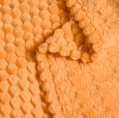 Vessia Manta de franela de forro polar, jacquard 3D naranja claro, manta mullida y cálida para sofá, cama, silla, 300 GSM
