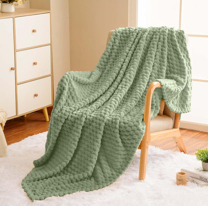 Vessia Manta de franela de forro polar, jacquard 3D naranja claro, manta mullida y cálida para sofá, cama, silla, 300 GSM