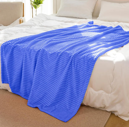 Vessia Manta de franela de forro polar, jacquard 3D naranja claro, manta mullida y cálida para sofá, cama, silla, 300 GSM