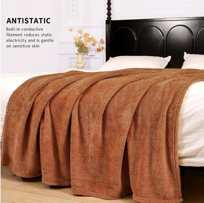 Manta de felpa polar para sofá y cama, mullida, acogedora, antiestática, suave, para uso en todas las estaciones (50 x 60 pulgadas