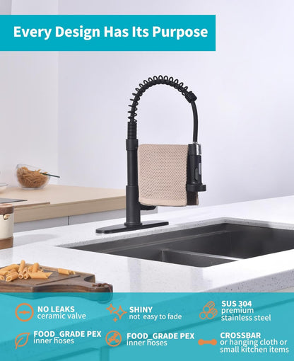Grifo de cocina duradero con rociador extraíble, control de temperatura, giratorio de 360° 