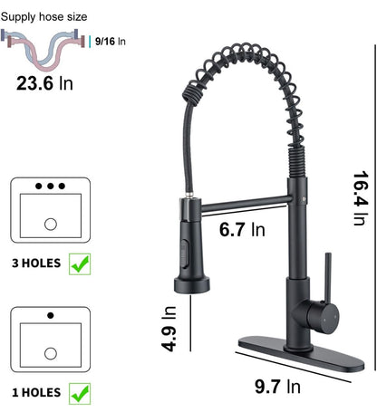 Grifo de cocina duradero con rociador extraíble, control de temperatura, giratorio de 360° 