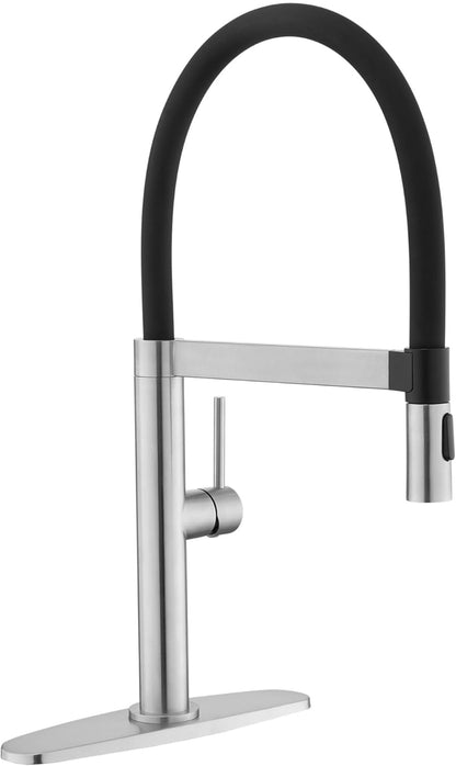 Tohlar Grifo de cocina con rociador extraíble, grifo de fregadero de cocina de níquel cepillado 