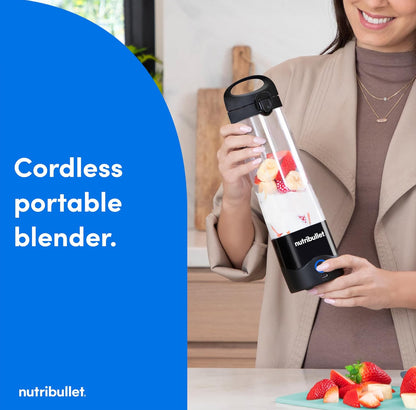 nutribullet Licuadora portátil, inalámbrico, recipiente de 20 onzas, licuadora personal, USB-C recargable, blanco, NBPB50100W